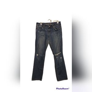 Y2K American Eagle 77 Straight Jeans Size 8R Distressed Cowgirl Western Festival